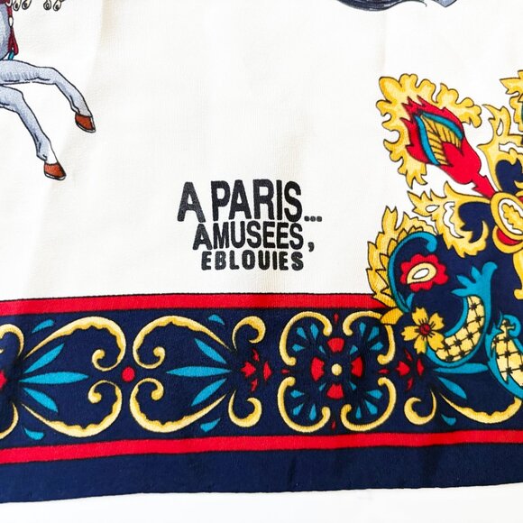 Pierre Cardin Scarf Shawl Silk APARIS AMUSEES EBLOUIES 34in Vintage Horse Buggy - Picture 10 of 15